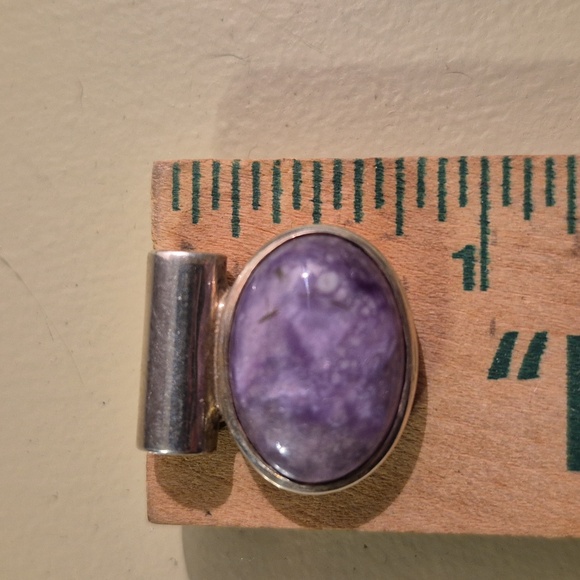 Purple Stone Silver Pendant - Picture 3 of 3